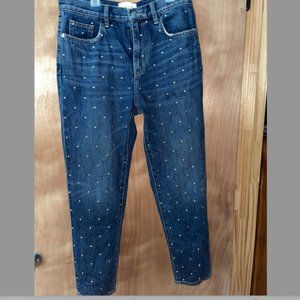 CURRENT ELLIOTT Blue CROP SLIM STUDDED JEANS 29
